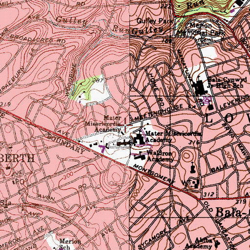 Topographic Map of Mater Misericordia Academy, PA
