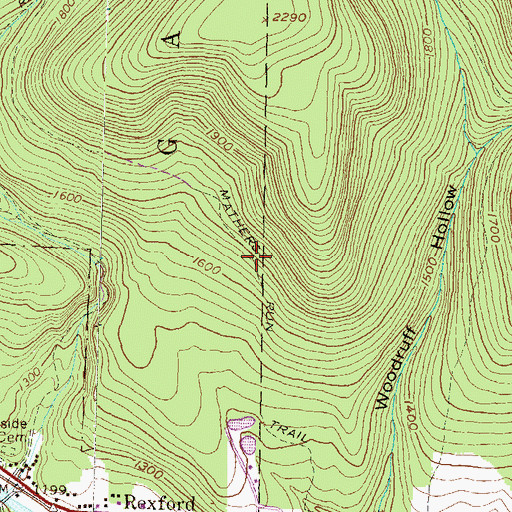 Topographic Map of Mathers Run Trail, PA