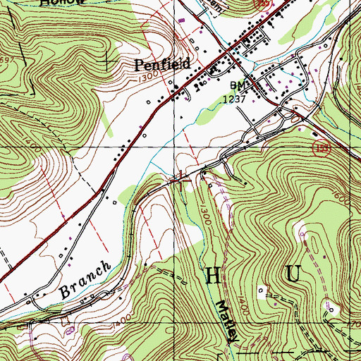 Topographic Map of Matley Hollow, PA