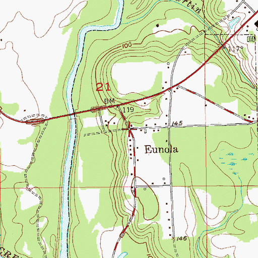 Topographic Map of Eunola, AL