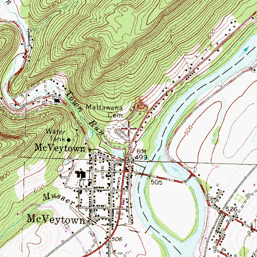 Topographic Map of Mattawana Cemetery, PA