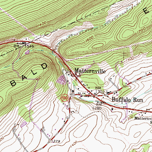 Topographic Map of Matternville, PA