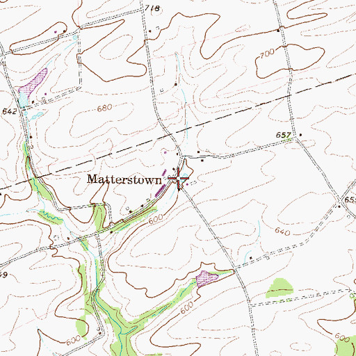 Topographic Map of Matterstown, PA