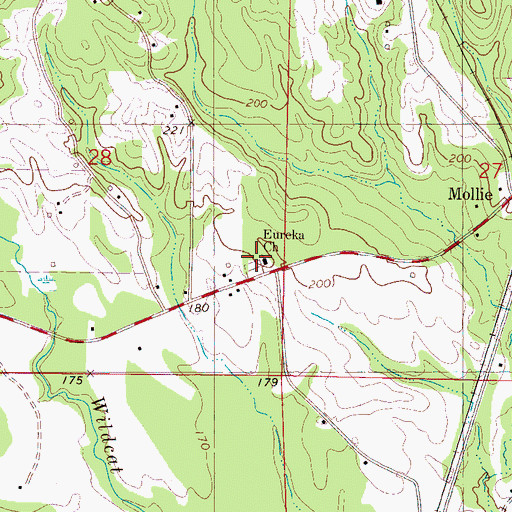 Topographic Map of Eureka Baptist Church, AL