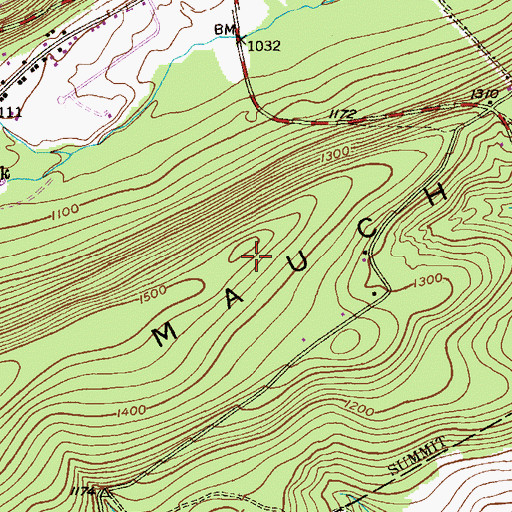 Topographic Map of Mauch Chunk Ridge, PA