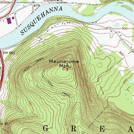 Topographic Map of Maunatome Mountain, PA