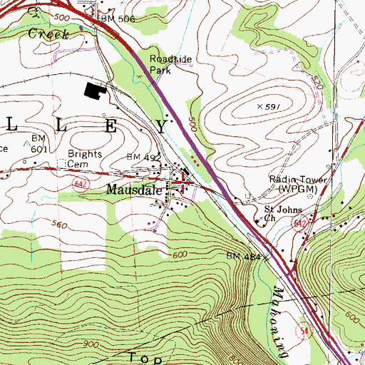 Topographic Map of Mausdale, PA