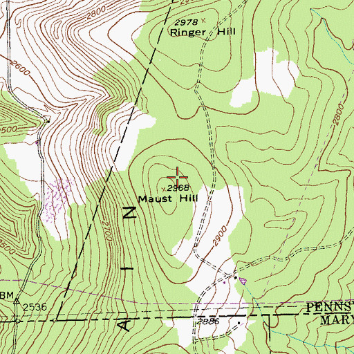 Topographic Map of Maust Hill, PA