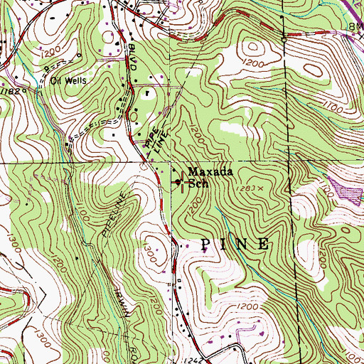 Topographic Map of Maxada School, PA