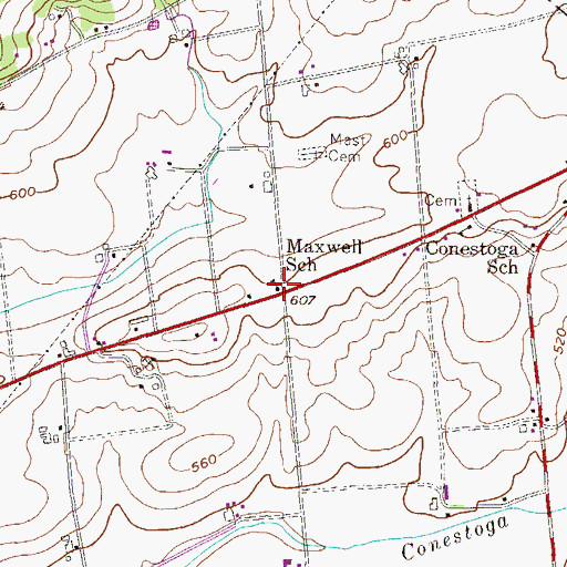 Topographic Map of Maxwell School, PA