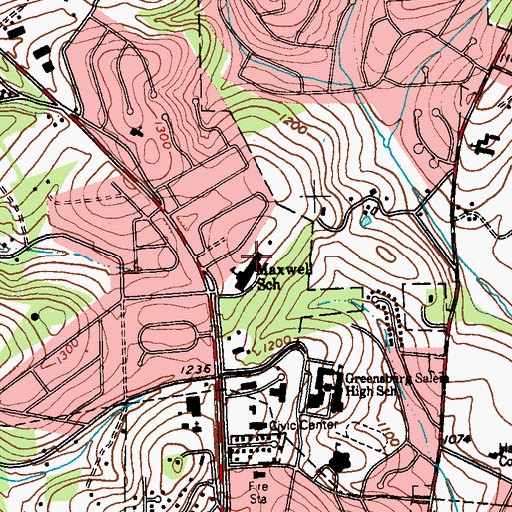 Topographic Map of Maxwell School, PA