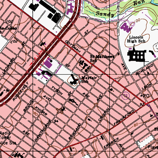 Topographic Map of Mayfair School, PA