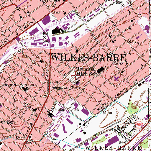 Topographic Map of Mayflower Park, PA