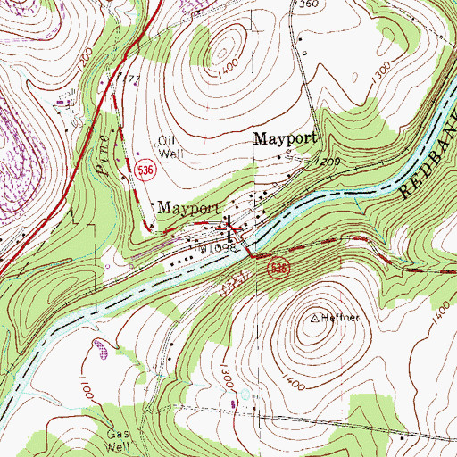 Topographic Map of Mayport, PA