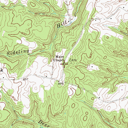 Topographic Map of Mays Chapel, PA