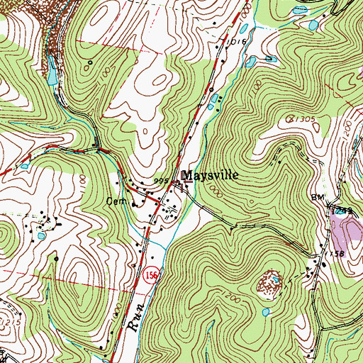 Topographic Map of Maysville, PA