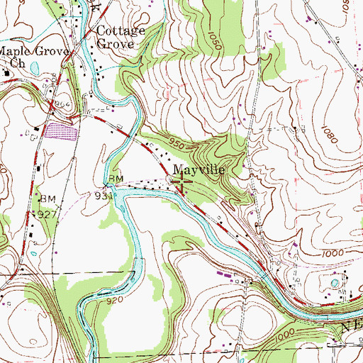 Topographic Map of Mayville, PA