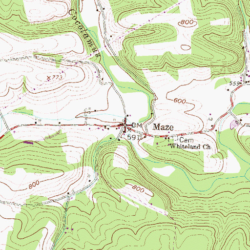 Topographic Map of Maze, PA