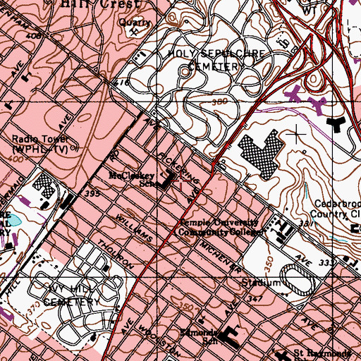 Topographic Map of Mc Closkey School, PA