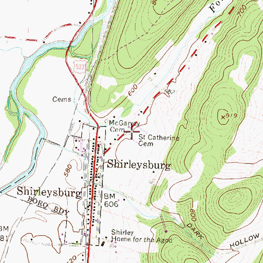 Topographic Map of McGarvey Cemetery, PA