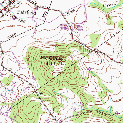 Topographic Map of Mc Ginley Hill, PA
