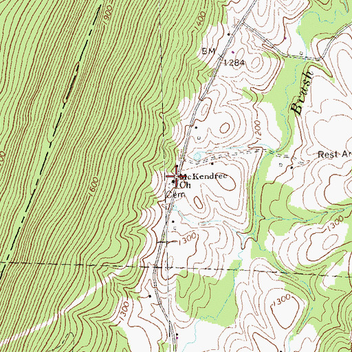 Topographic Map of Mc Kendree Church, PA