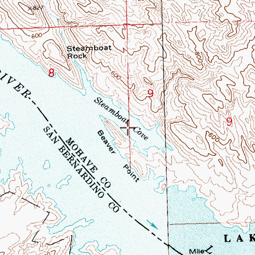 Topographic Map of Steamboat Cove, AZ