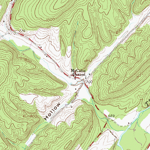 Topographic Map of McCabe Chapel, PA
