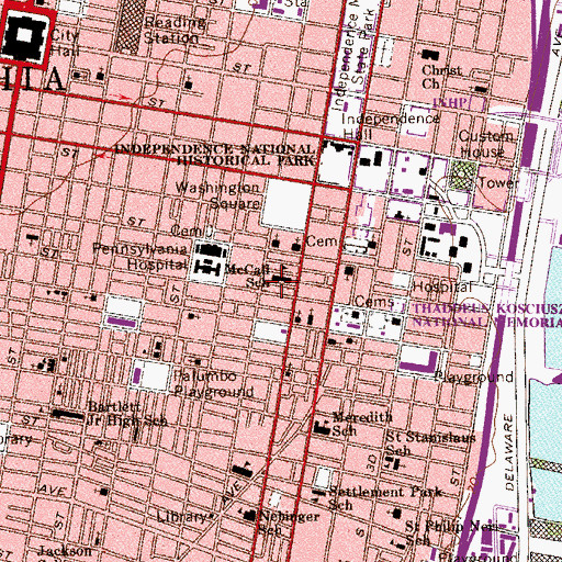 Topographic Map of McCall School, PA