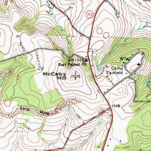 Topographic Map of McCalvy Hill, PA
