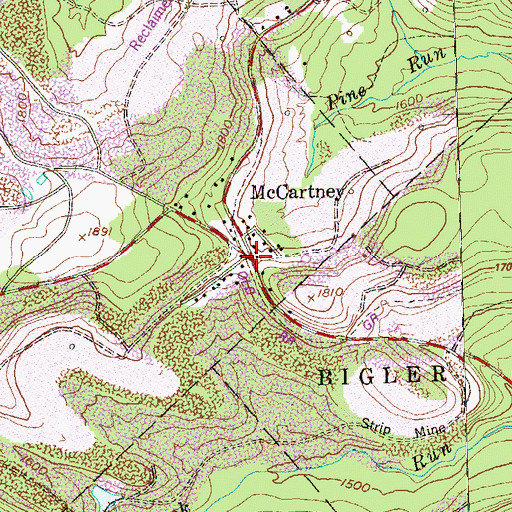 Topographic Map of McCartney, PA