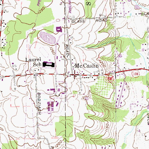 Topographic Map of McCaslin, PA