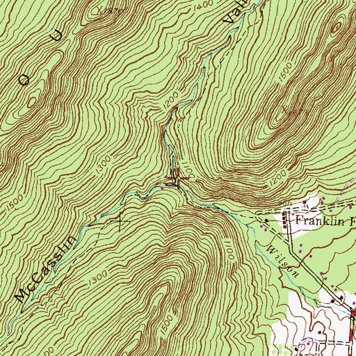 Topographic Map of McCasslin Valley, PA
