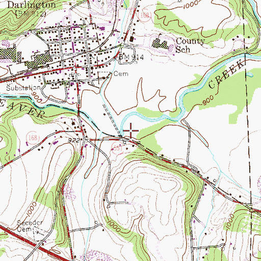 Topographic Map of McCautry Run, PA