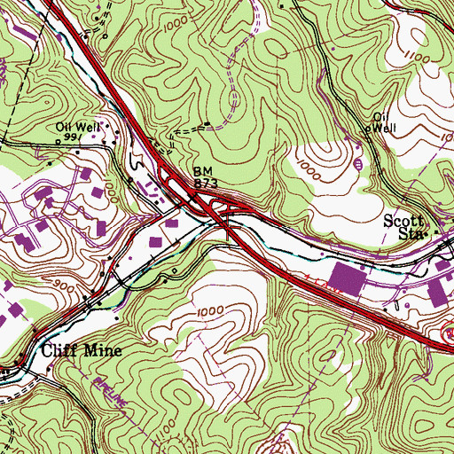 Topographic Map of McClarens Run, PA