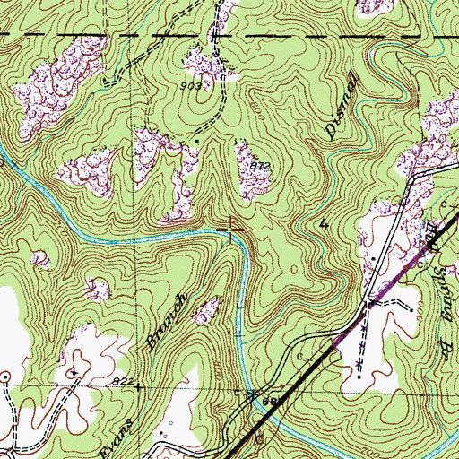 Topographic Map of Evans Branch, AL