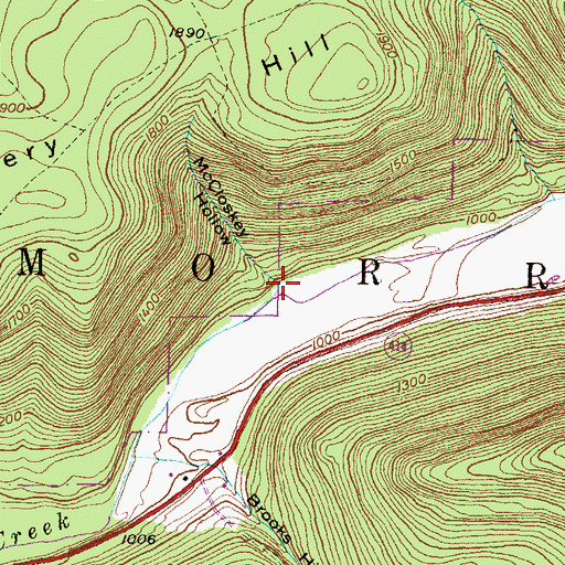Topographic Map of McCluskey Hollow, PA