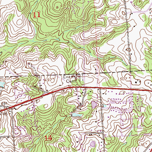 Topographic Map of Evans Cemetery, AL