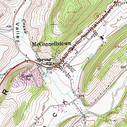 Topographic Map of McConnellstown, PA