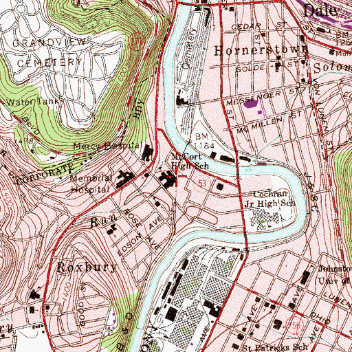Topographic Map of McCort High School, PA
