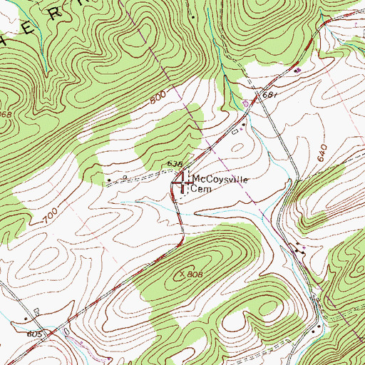 Topographic Map of McCoysville Cemetery, PA