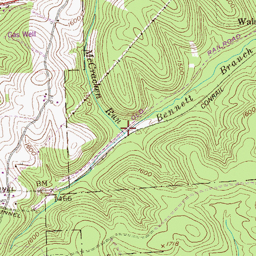 Topographic Map of McCracken Run, PA