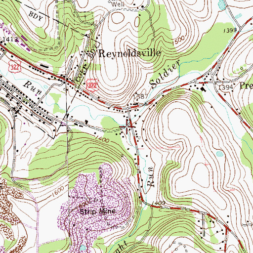 Topographic Map of McCreight Run, PA