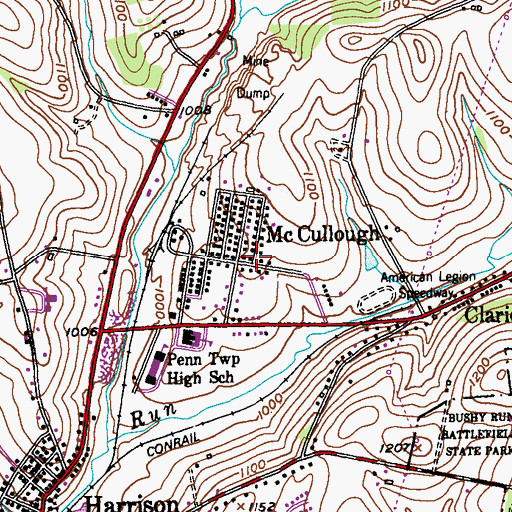 Topographic Map of McCullough, PA