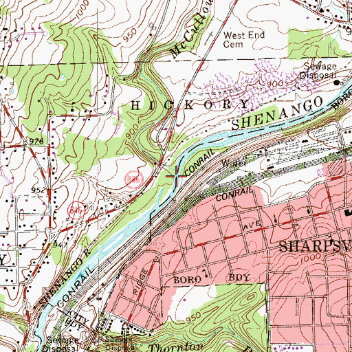Topographic Map of McCullough Run, PA