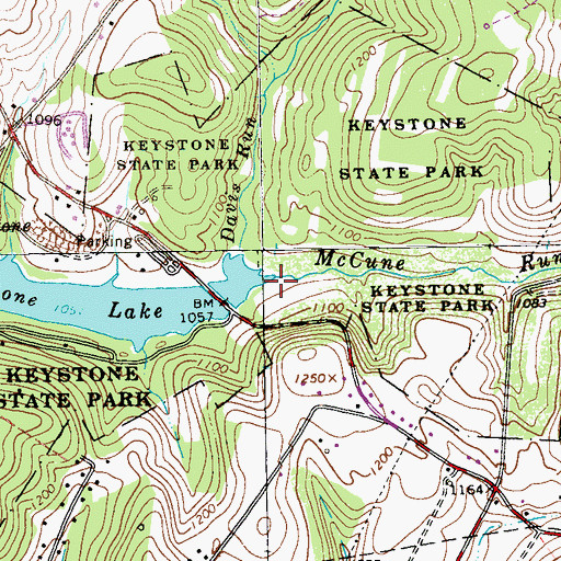 Topographic Map of McCune Run, PA
