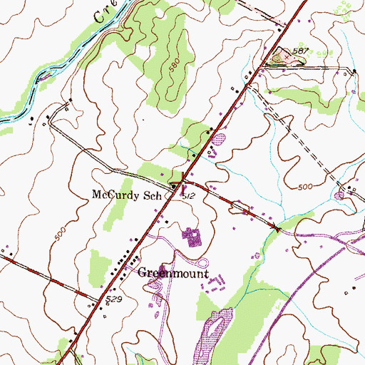 Topographic Map of McCurdy School, PA