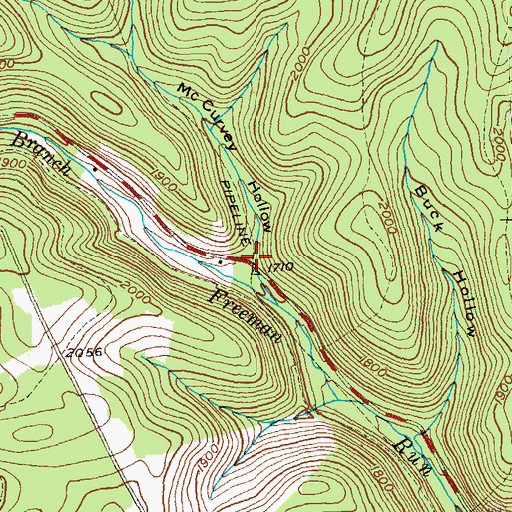 Topographic Map of McCurvey Hollow, PA