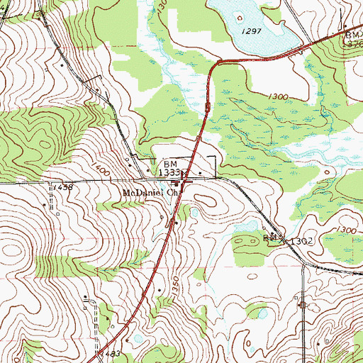 Topographic Map of McDaniel Church, PA