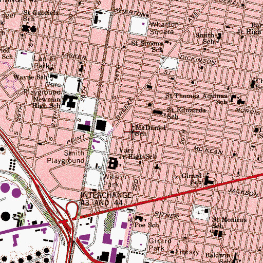 Topographic Map of McDaniel School, PA